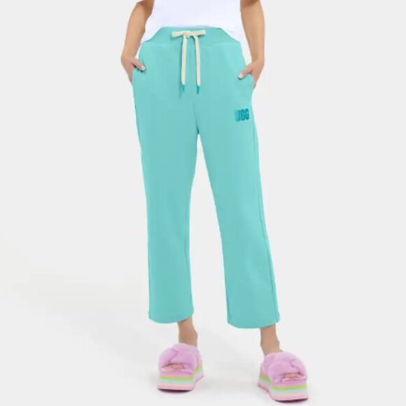 UGG KEYLA CROP PANTS Women XS &Med Aquatic BLUE COTTON HIGH WAIST SWEATPANT - Picture 2 of 15